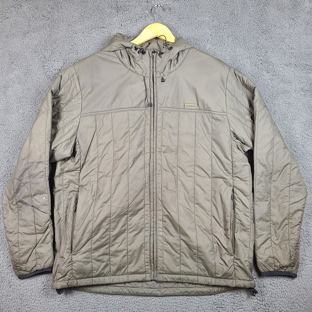 Filson Ultralight Hooded Jacket Mens XL Olive Green Primaloft Insulated Puffer